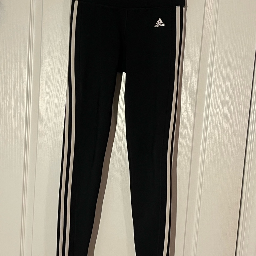 Adidas Black Leggings with White Stripes